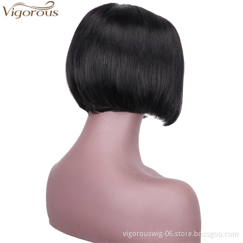 Vigorous Top Quality 8 Inches Short Bob Middle Part Lace Frontal Wigs Straight Black Human hair Wigs For Women Wholesale Price